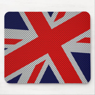 Mousepad Modern Union Jack on Carbon Fiber Style Print