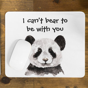 Mousepad Moderna citação Romântica com Panda Negra e Branca