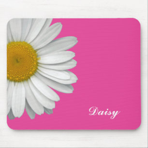 Mousepad Moderna Girly Daisy Flower Name Hot Pink