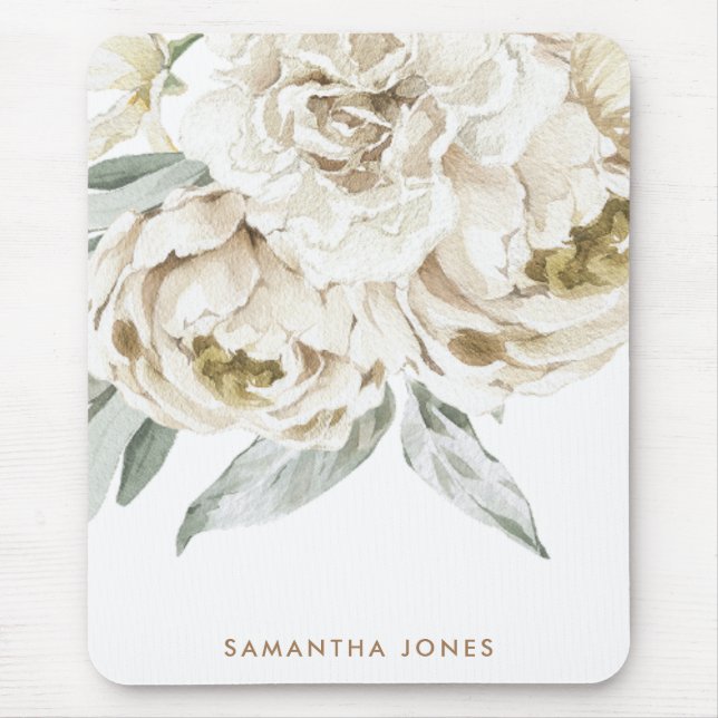 Mousepad Moderna Minimalista Peonie Floral (Frente)
