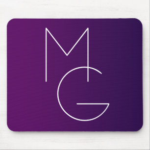 Mousepad Modernas 2 Iniciais Ombre Sutil Roxa Escura
