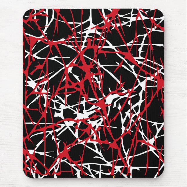 Mousepad moderno, abstrato, preto, vermelho, (Frente)
