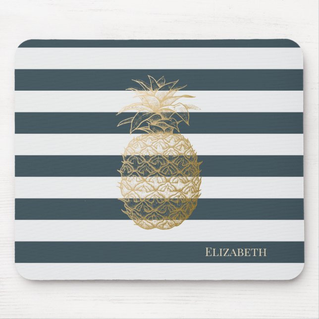 Mousepad Moderno Chic Feminino com Listras de Abacaxi Doura (Frente)