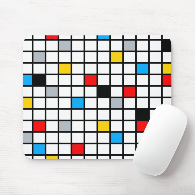 Mousepad Moderno da Composição Geométrica Minimalista Mondr (Com mouse)