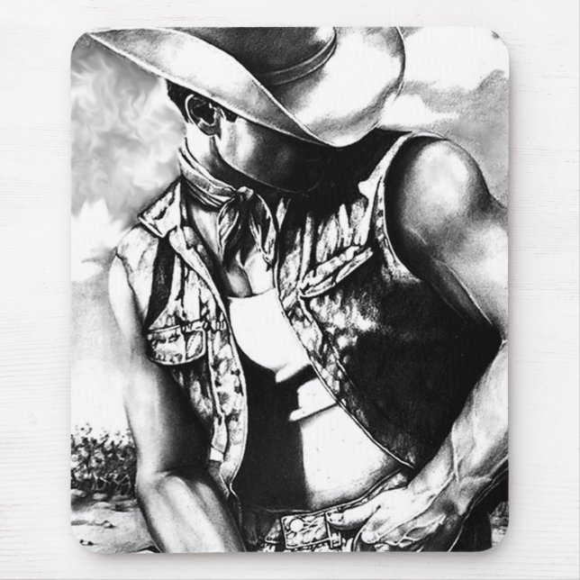 Mousepad Moderno de Arte Masculina legal Western Cowboy (Frente)