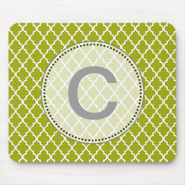 Mousepad Moderno, elegante, monograma de trevo de lima lega (Frente)