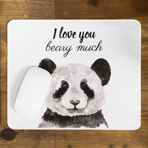 Mousepad Moderno Eu Amo Você Beber Um Panda Muito Preto E