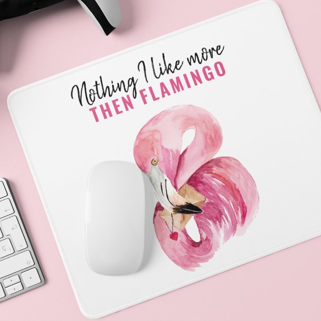 Mousepad Moderno - Exótica Watercolor Flamingo Gift Rosa (Criador carregado)