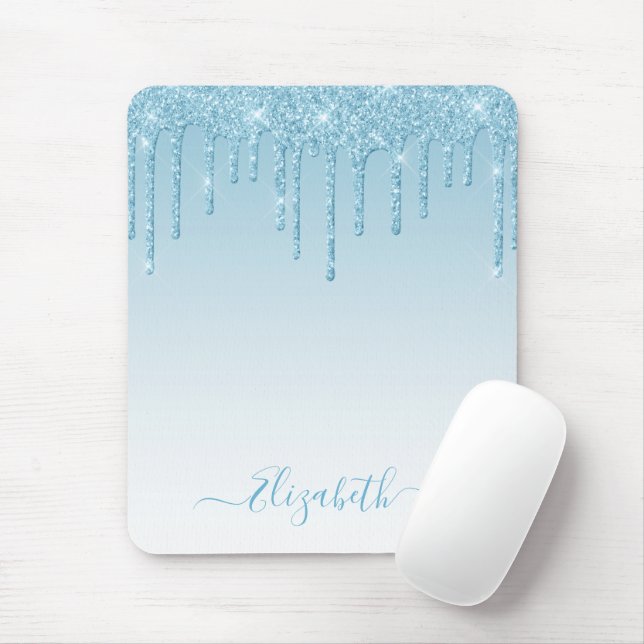 Mousepad Moderno Glitter Azul Claro com Estilo e Tendência (Com mouse)