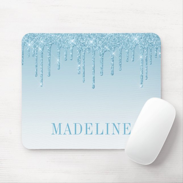 Mousepad Moderno Glitter Azul Claro Fashion e Tendência (Com mouse)