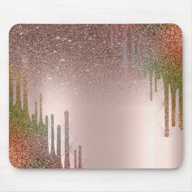 Mousepad Moderno Glitter Descolado Elegante Pingos Dourado  (Frente)