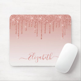 Mousepad Moderno Glitter Dourado Rosa Script Elegante e Est