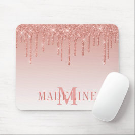 Mousepad Moderno Glitter Monograma Rosa Dourado Fashion
