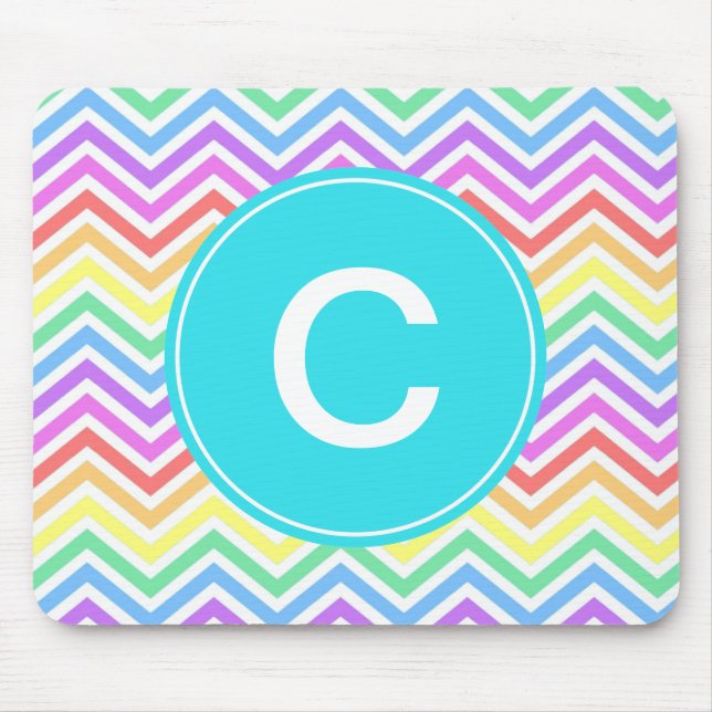 Mousepad Moderno, legal, moderno monograma de arco-íris em  (Frente)