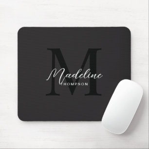 Mousepad Moderno Monograma Preto de Letra Minimalista