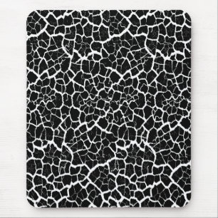 Mousepad moderno, preto, branco, abstrato, rachado