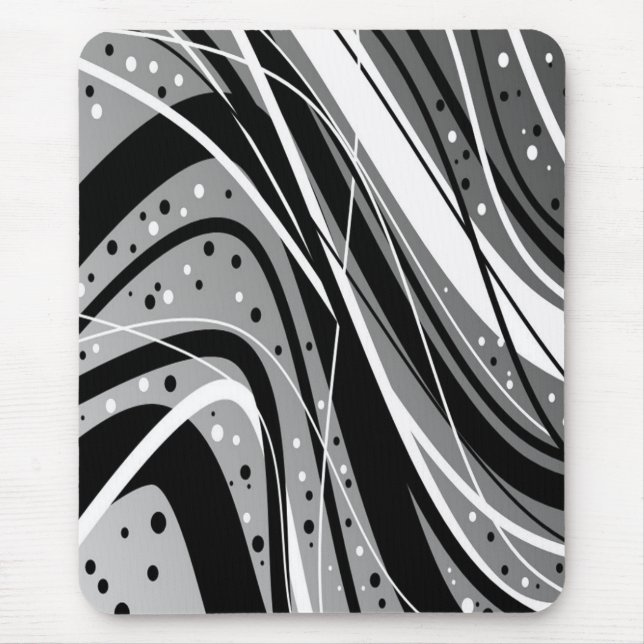 Mousepad moderno, preto, cinza, branco, abstrato (Frente)