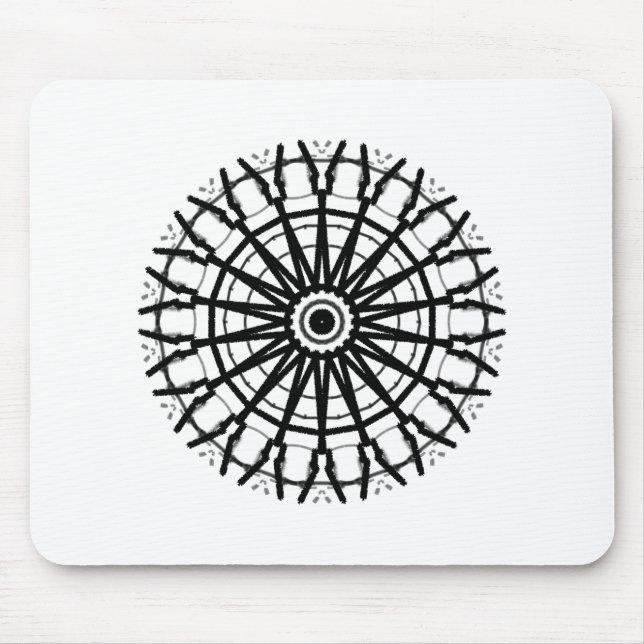 Mousepad MODERNO _UM CÍRCULO ROSA caleidoscópio _COR _PRETO (Frente)