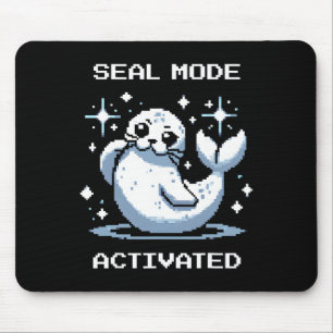 Mousepad Modo de Foca Ativado Pixel Art Foca Estilo de Joga