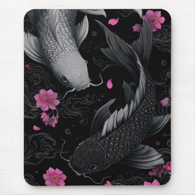 Mousepad Modo Escuro de Peixe Koi Japonês (Frente)