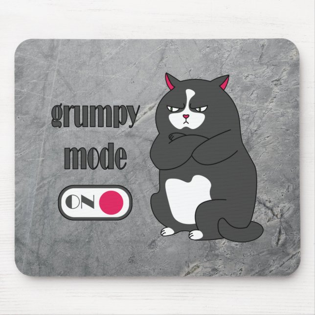 Mousepad Modo rabugento em gato gordo engraçado  (Frente)