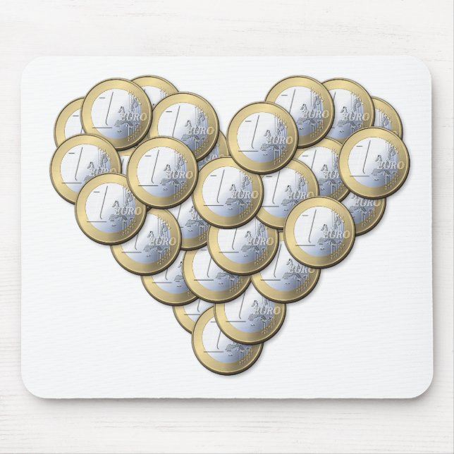 Mousepad Moedas de Euro - padrão cardíaco - bucal (Frente)