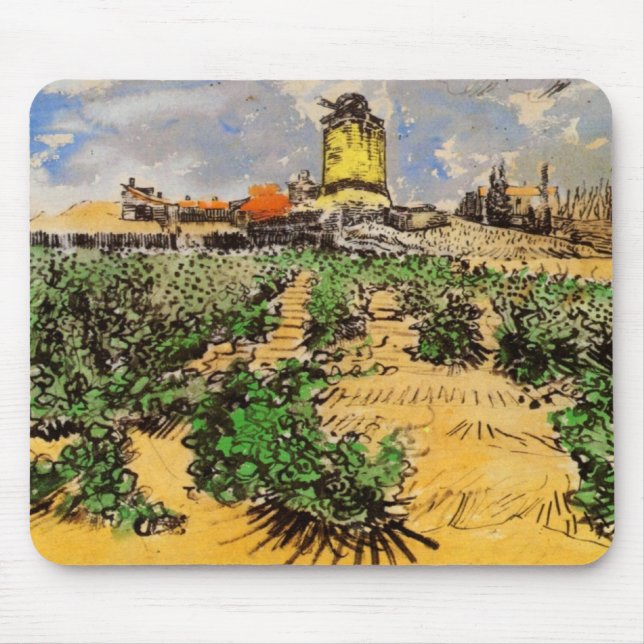 Mousepad Moinho de Van Gogh de Alphonse Daudet em Fonteviel (Frente)