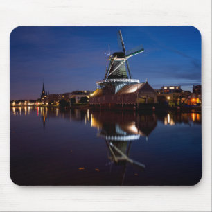 Mousepad Moinho de vento Leidschendam com reflexão à noit