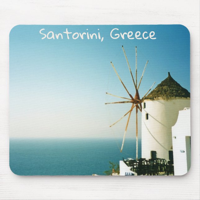 Mousepad Moinho de vento Santorini, Grécia (Frente)