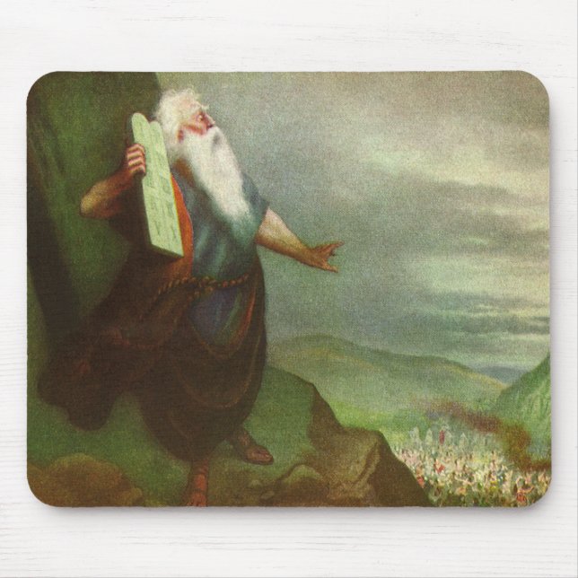 Mousepad Moisés e os Dez Mandamentos, Religião Vintage (Frente)