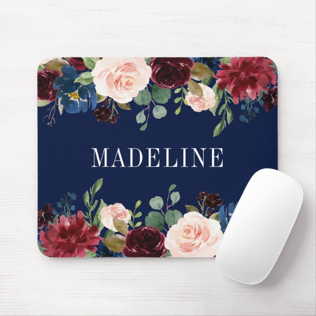 Mousepad Mola Floral de Aquarela Elegante Moderna (Com mouse)