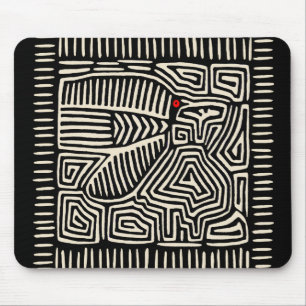 Mousepad Mola Pajaro Índio Kuna do Panamá - Preto Branco