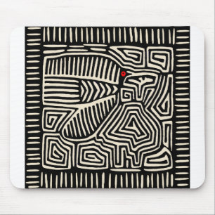 Mousepad Mola Pajaro Índio Kuna do Panamá - Preto Branco