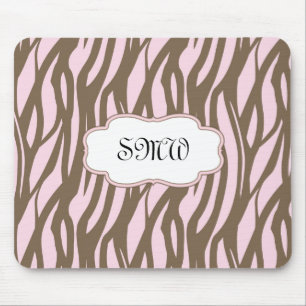 Mousepad Moldura de Monograma Rosa Suave e Marrom