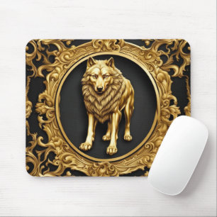 Mousepad Moldura decorativa em preto-e-ouro