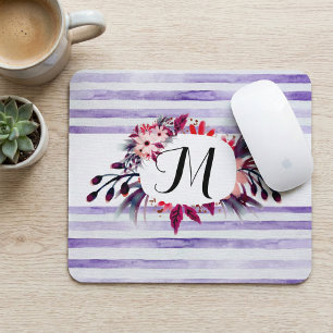 Mousepad Moldura Floral para Lavanda de Aquarela