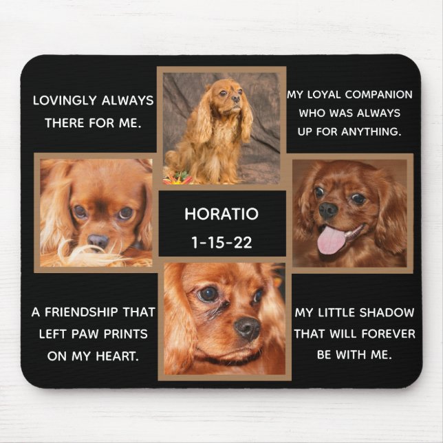 Mousepad Moldura Personalizada Memória Memorial de Cachorro (Frente)