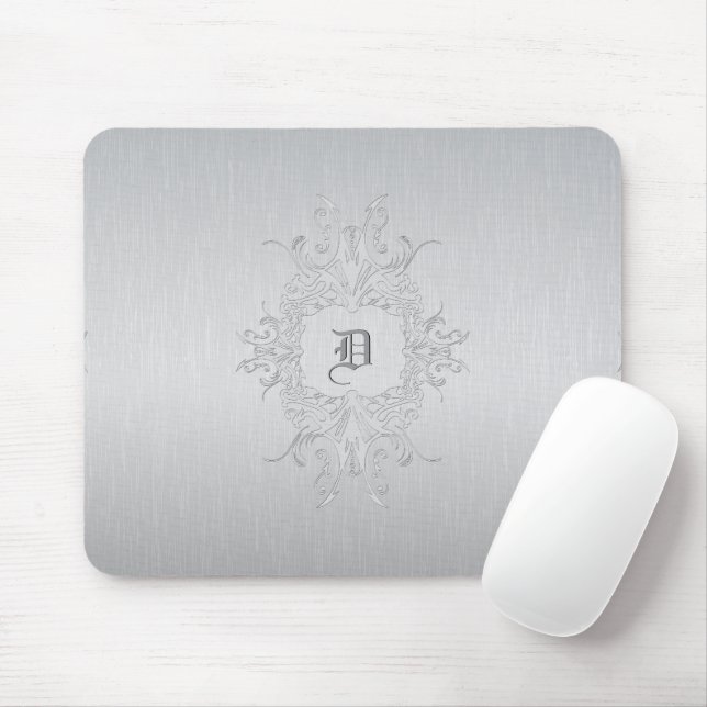 Mousepad Moldura vintage com fundo cinza claro personalizad (Com mouse)
