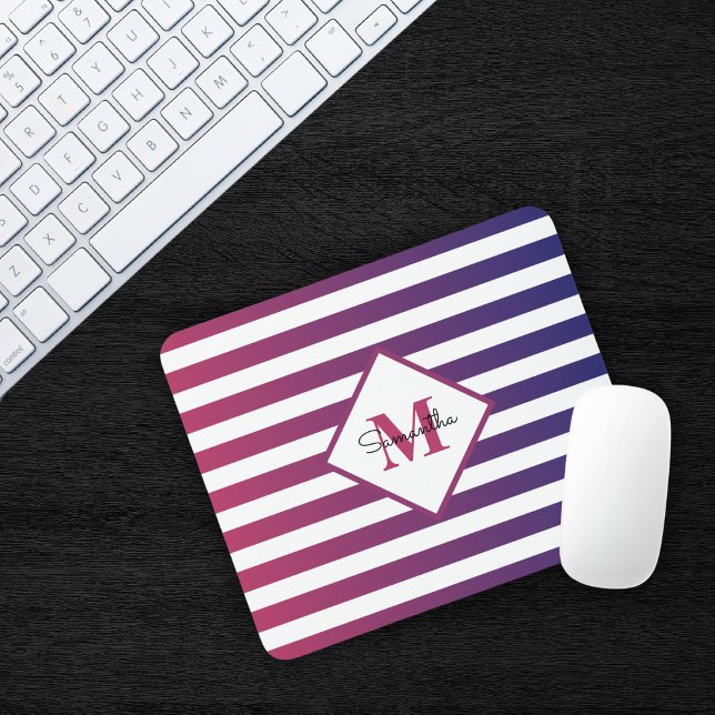 Mousepad Mole Roxo Moderno Stripes Monograma (Criador carregado)