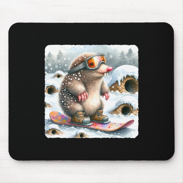 Mousepad Mole Snowboard Com Óculos. Snowboard Snowboard (Frente)