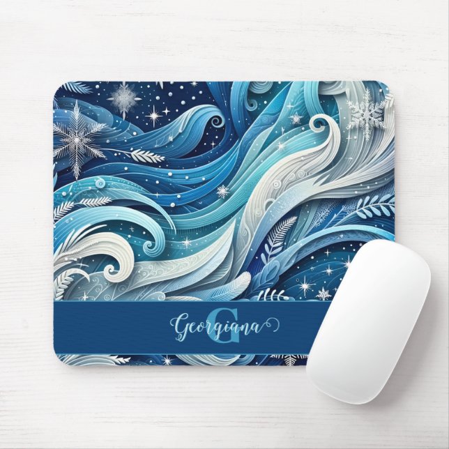 Mousepad Molhos de inverno, Azuis e Congelados, personaliza (Com mouse)
