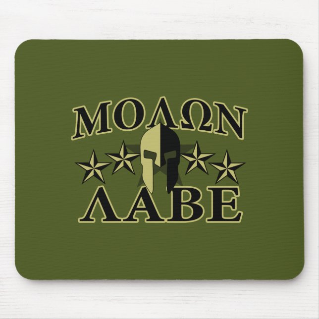 Mousepad Molon Labe Spartan 5 estrelas Olive Green (Frente)