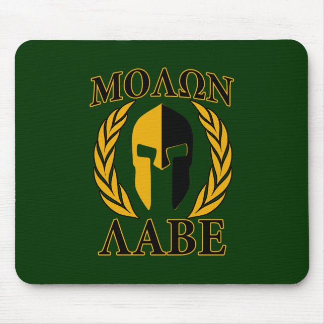 Mousepad Molon Labe Spartan Laurels sobre Forest Green (Frente)