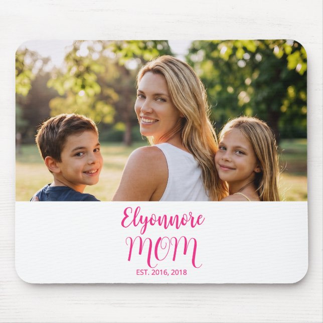 Mousepad Mom Established Pink Script Name  (Frente)