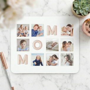 Mousepad MOM Pink - Letra Nine Family Photo Grid Collage