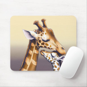 Mousepad Momento Tocante Entre Madre Girafa E Vitela