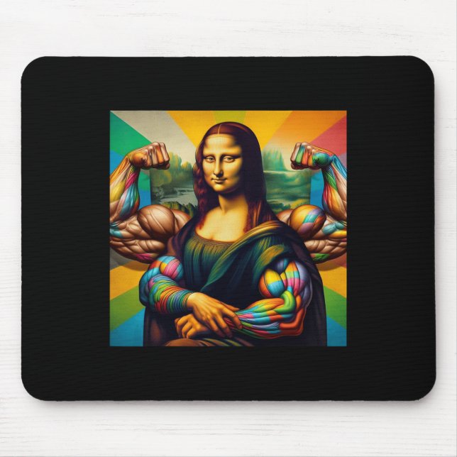 Mousepad Mona Lisa Bodybuilding Funny Gift 2 (Frente)