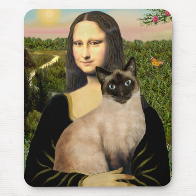 Mousepad Mona Lisa - gato siamês de pontas seladas (Frente)