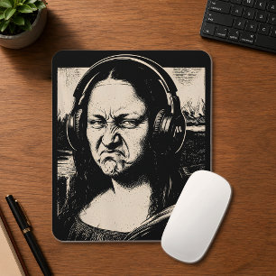 Mousepad Mona Lisa Rosto de Bass Funny Amantes da Música DJ