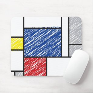 Mousepad Mondrian Scribbles Minimalist De Stijl Modern Art